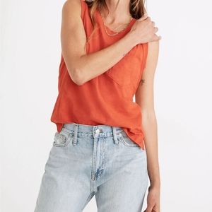 Madewell Whisper Cotton Picker Crewneck Muscle Tank Burnt Orange XXS